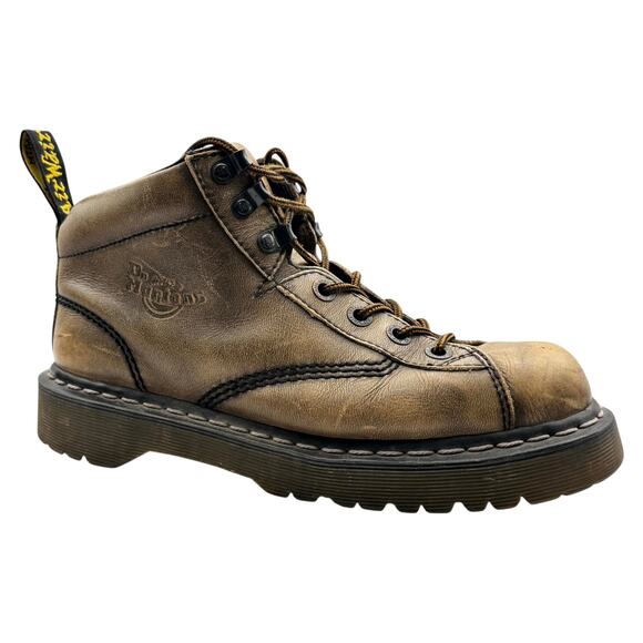 Dr Martens Work Boots Grizzly Leather Distressed Brown Gorpcore Grunge 8 Worn In main image 5